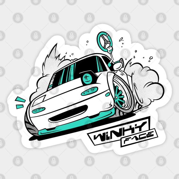 Winky Face Drifting Car Sticker by Bomb171